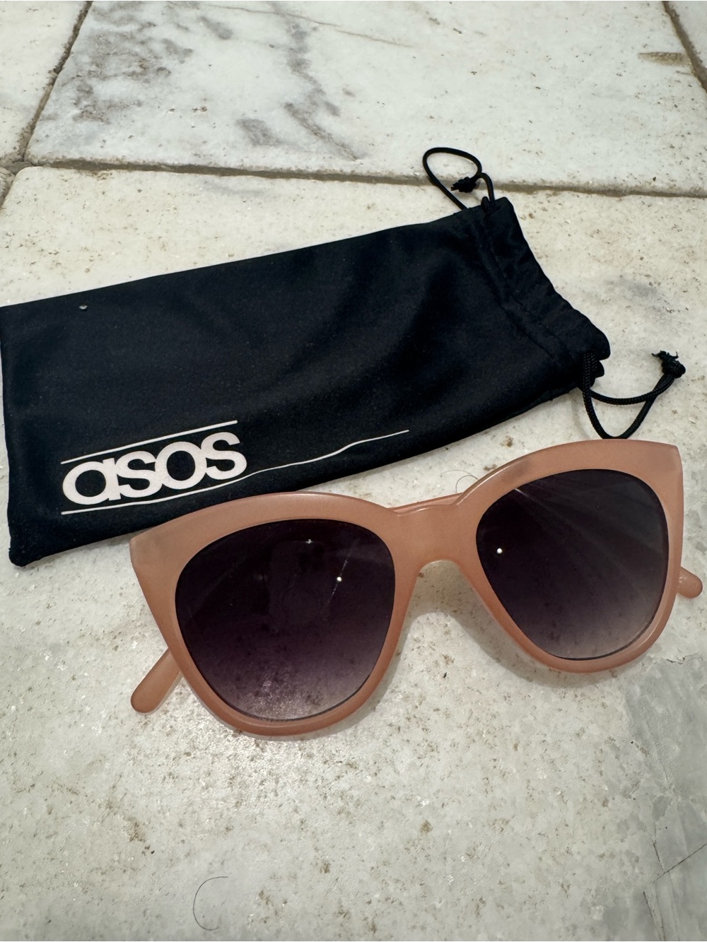 ASOS Cat Eye Sunglasses in Pink Frame with Dark Lenses